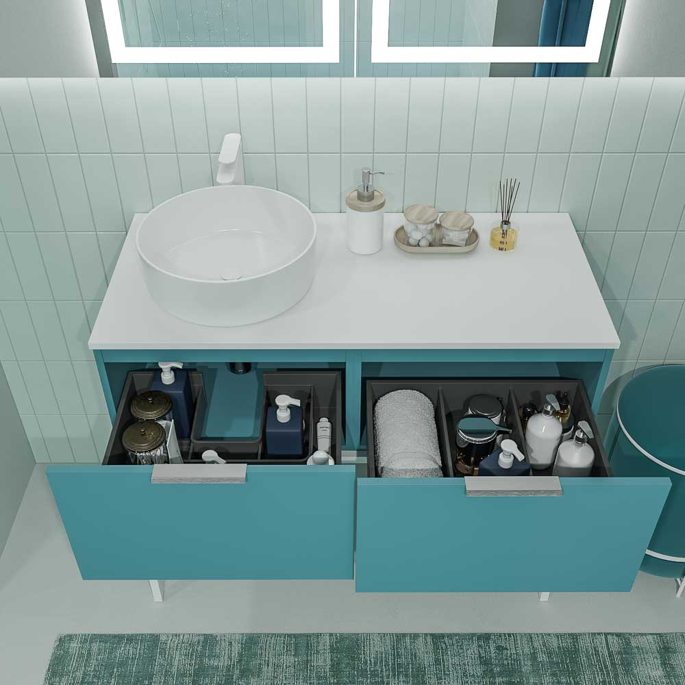 Mueble de baño ELLA con patas 2 cajones acabado OCEAN - Imagen 2