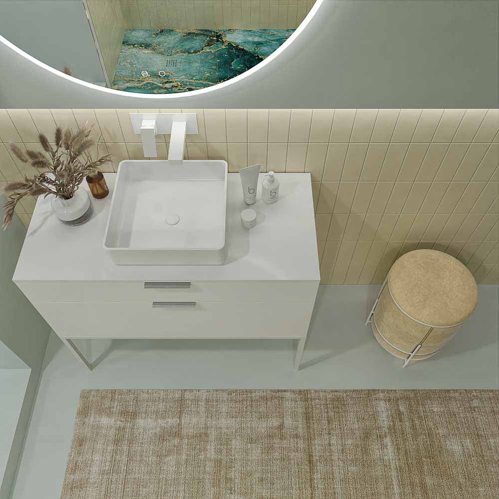 Mueble de baño ELLA con patas 2 cajones acabado BLANCO - Imagen 6