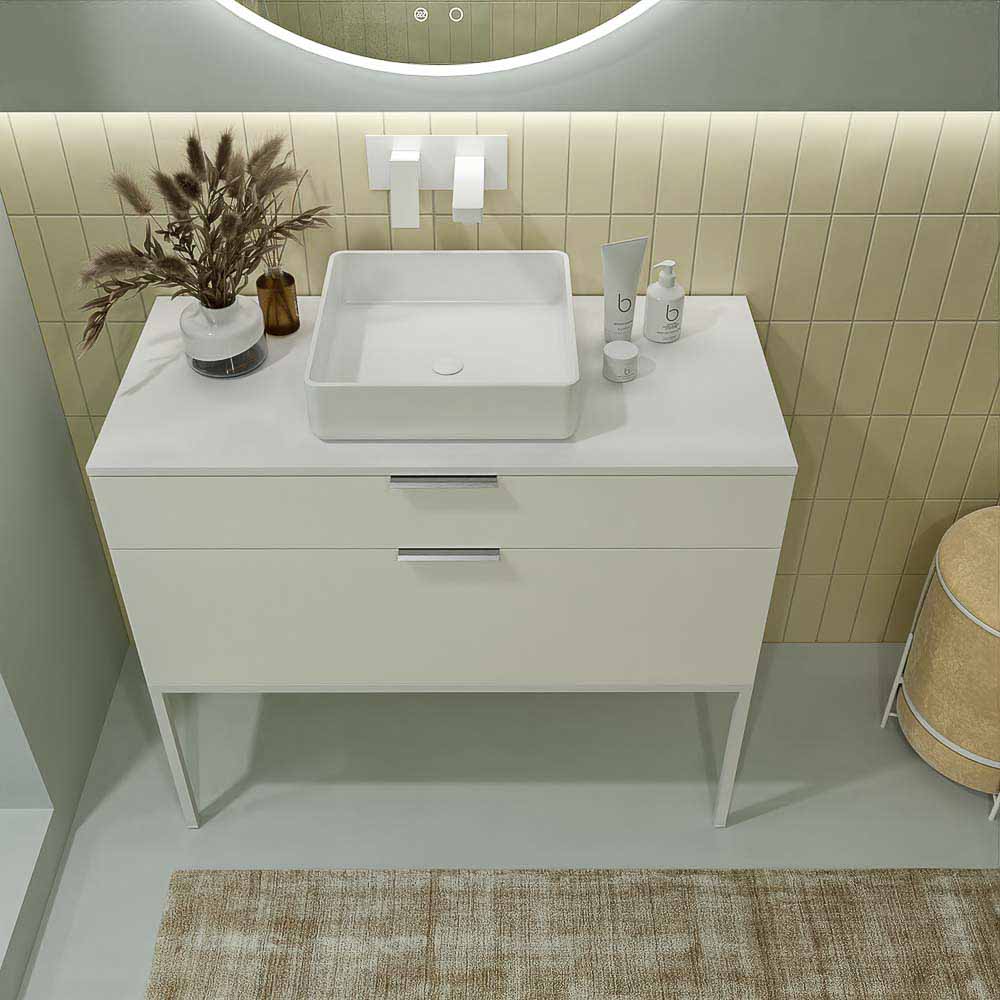 Mueble de baño ELLA con patas 2 cajones acabado BLANCO - Imagen 3