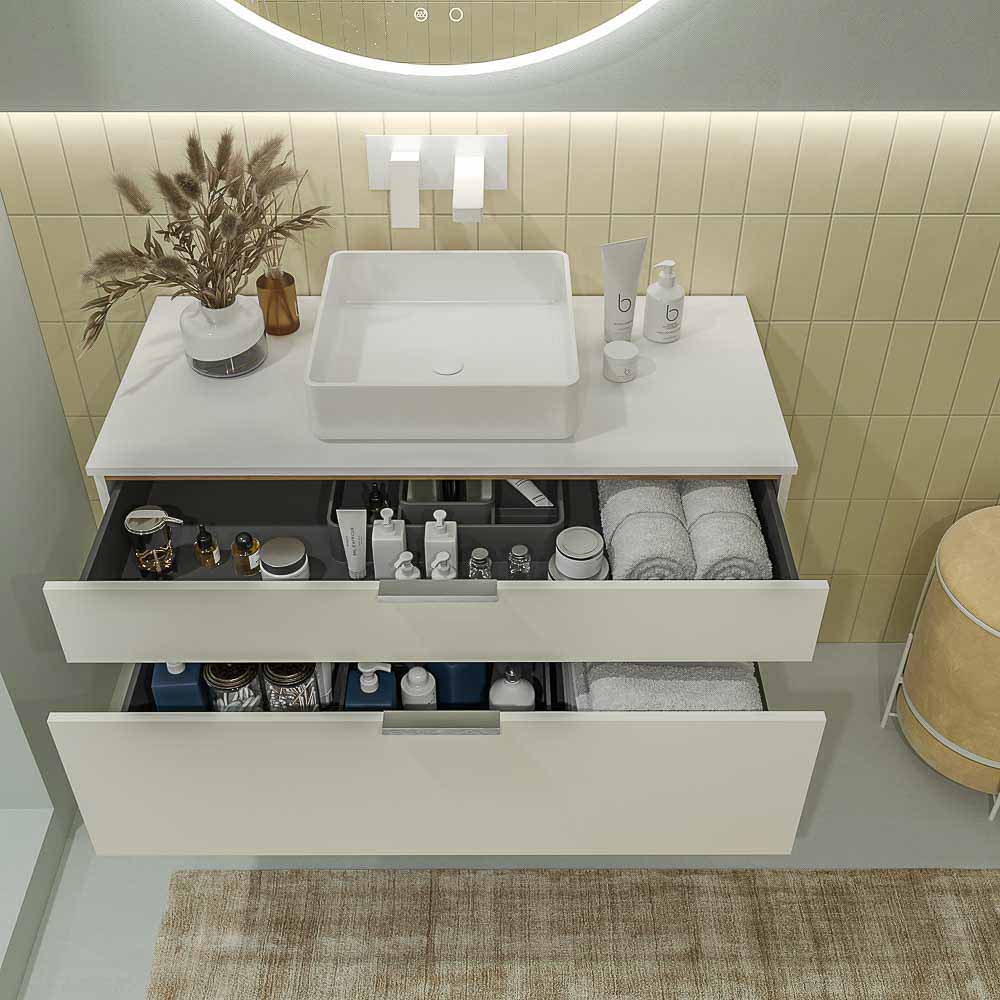 Mueble de baño ELLA con patas 2 cajones acabado BLANCO - Imagen 2