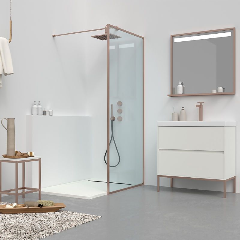 Mueble de baño 2 cajones acabado mate BLANCO con lavabo resina 6 cm grosor - Imagen 2