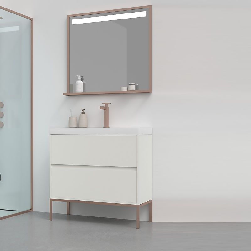 Mueble de baño 2 cajones acabado mate BLANCO con lavabo resina 6 cm grosor