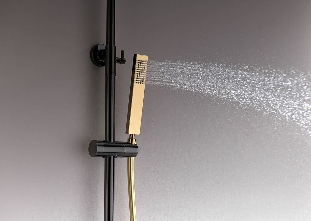 Conjunto de Ducha Monomando INFINITE Negro Cristal / Oro Brillo - Imagen 4