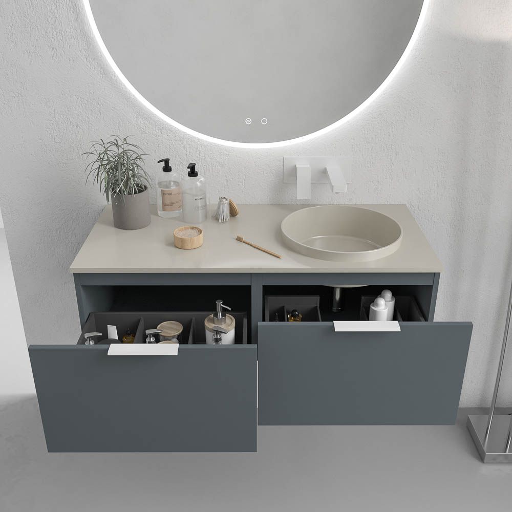 Mueble de baño EMMA suspendido 2 cajones acabado GRAFITO - Imagen 2