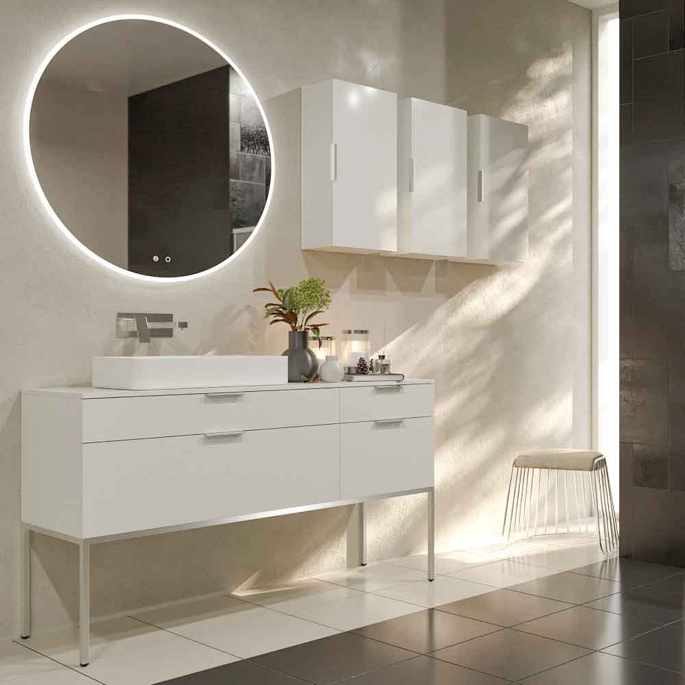 Mueble de baño ELLA con patas 4 cajones acabado BLANCO