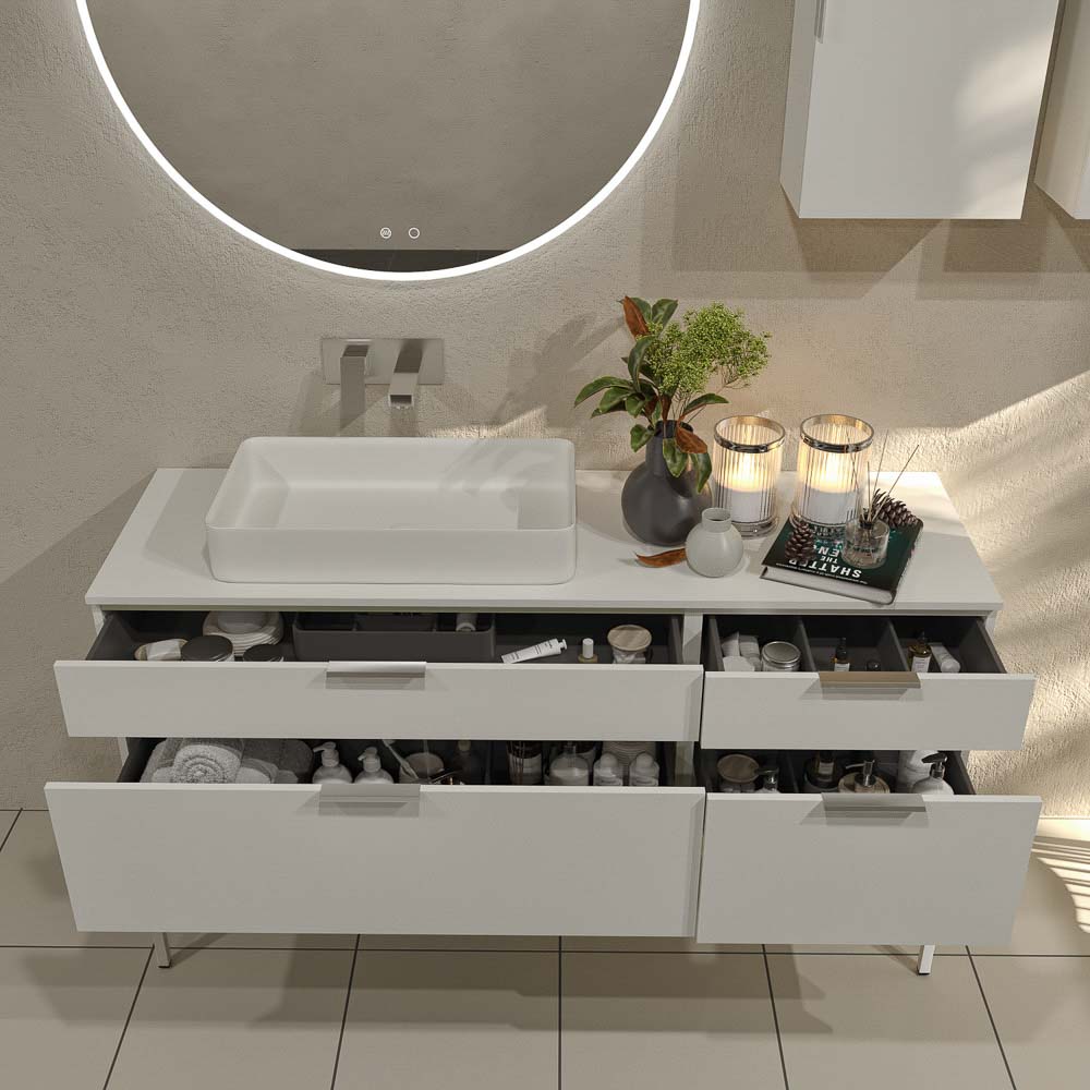 Mueble de baño ELLA con patas 4 cajones acabado BLANCO - Imagen 3