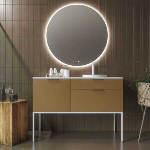 Mueble de baño ELLA con patas 2 cajones- 1 puerta acabado ARCILLA - 100 cm