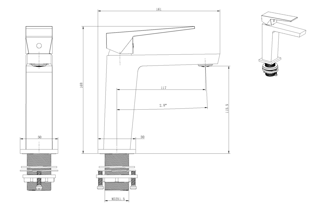 Grifo Monomando de Lavabo INFINITE Negro Cristal / Oro Rosa - Imagen 4