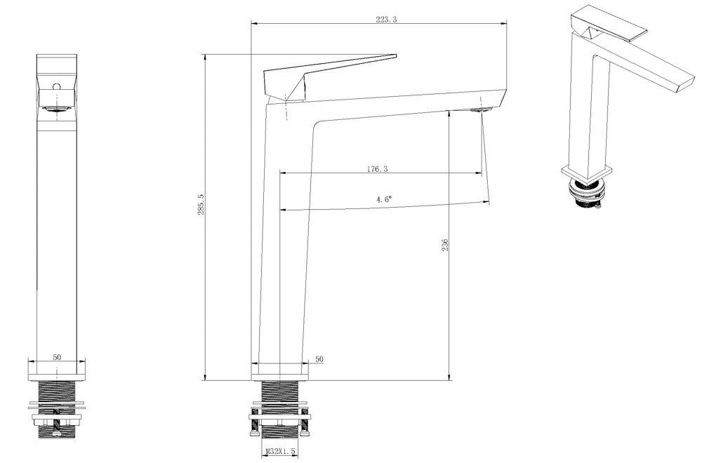 Grifo Monomando de Lavabo Alto INFINITE Negro Mate - Imagen 2