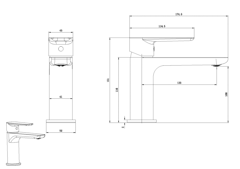 Grifo Monomando de Lavabo NATURE Negro Mate - Imagen 5
