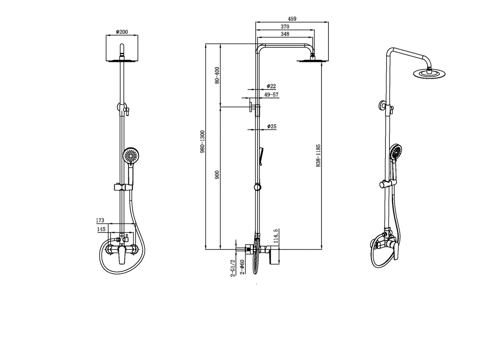 Conjunto de Ducha Monomando NATURE Negro Mate - Imagen 4