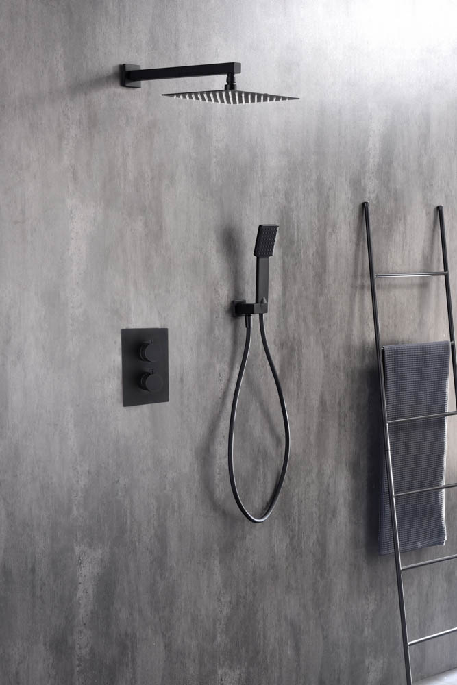 Conjunto de Ducha Termostático Empotrado ETERNITY Negro Mate - Imagen 2