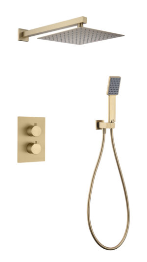Conjunto de Ducha Termostático Empotrado ETERNITY Oro Cepillado