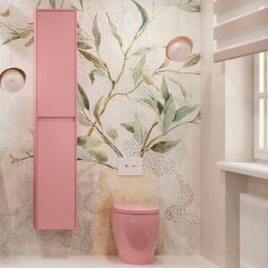 Columna de baño 2 puertas suspendida 185 cm x 35 cm x 25 cm acabado ROSA PALO