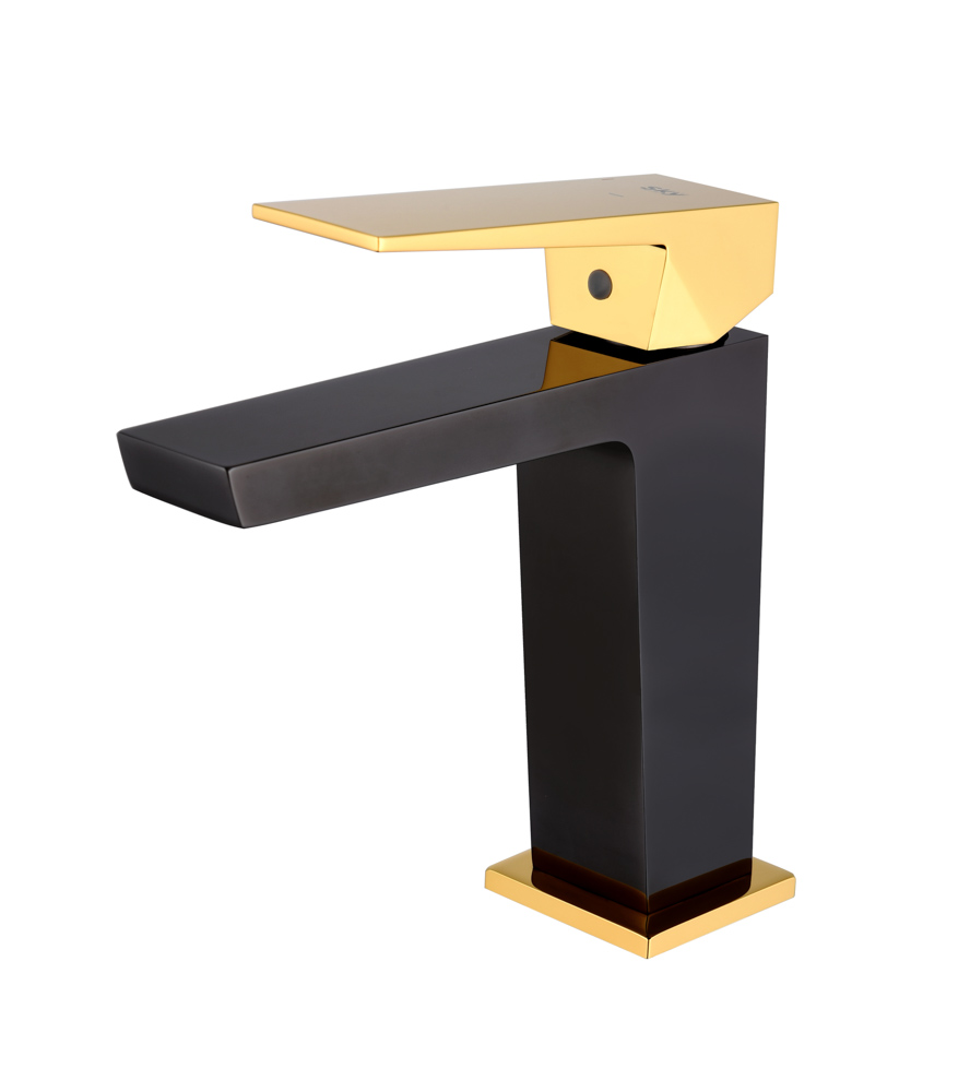 Grifo Monomando de Lavabo INFINITE Negro Cristal / Oro Brillo