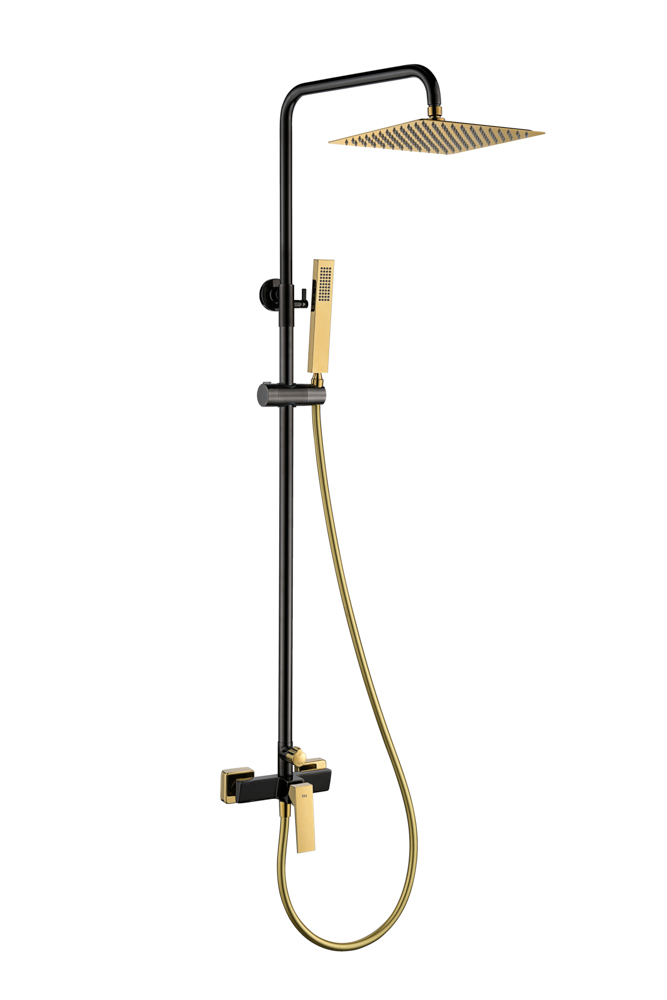 Conjunto de Ducha Monomando INFINITE Negro Cristal / Oro Brillo