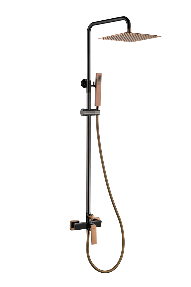 Conjunto de Ducha Monomando INFINITE Negro Cristal / Oro Rosa