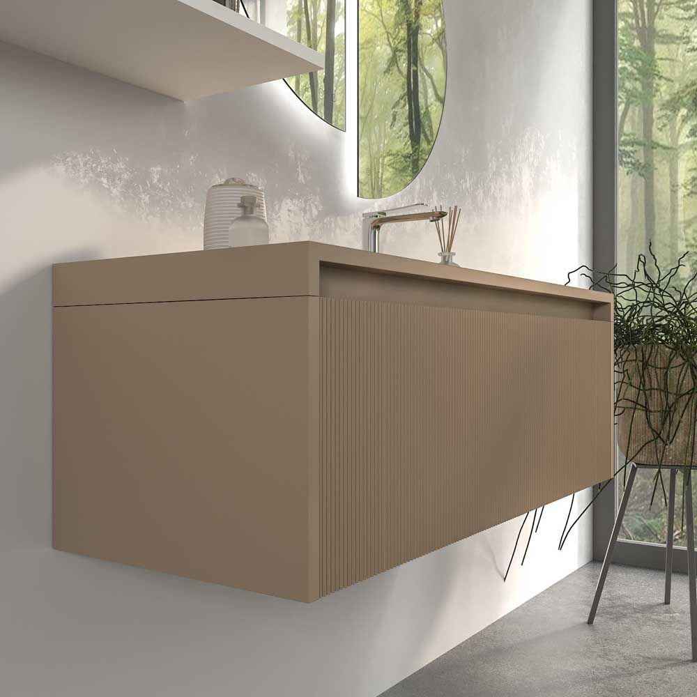 Mueble de baño BINARIO suspendido 2 cajones acabado MOKA - Imagen 5