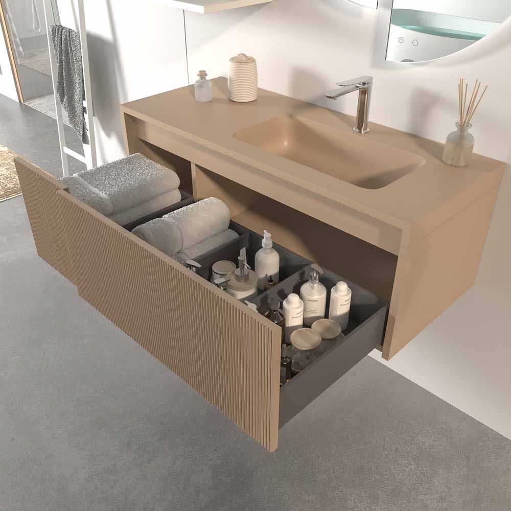 Mueble de baño BINARIO suspendido 2 cajones acabado MOKA - Imagen 3