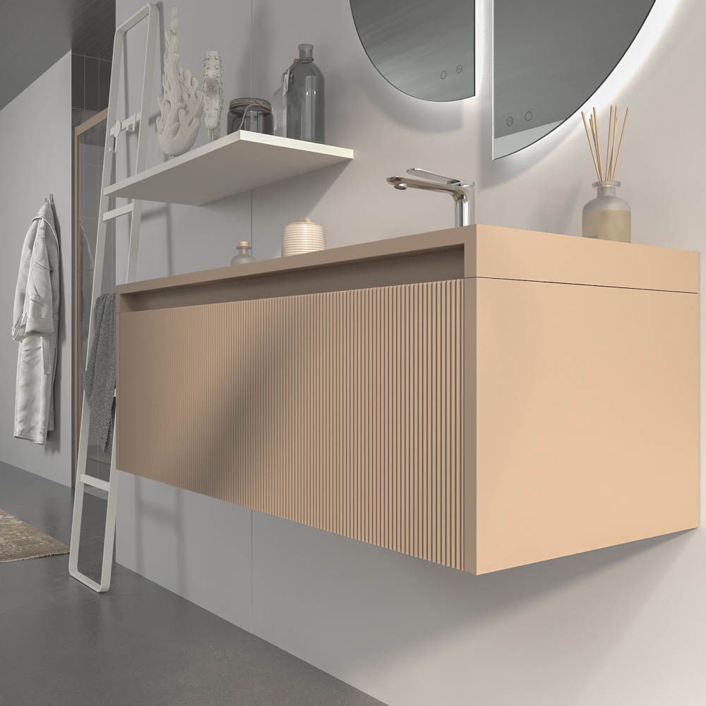 Mueble de baño BINARIO suspendido 2 cajones acabado MOKA - Imagen 7