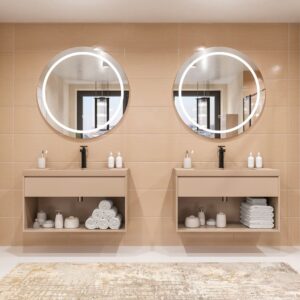 Mueble de baño suspendido 1 cajón / 1 hueco CARMEN con lavabo resina acabado MOKA