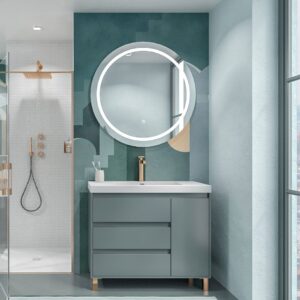 Mueble de baño con patas 3 cajones / 1 puerta CARMEN acabado GRAFITO