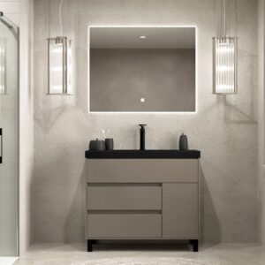 Mueble de baño con patas 3 cajones / 1 puerta CARMEN acabado TOPO