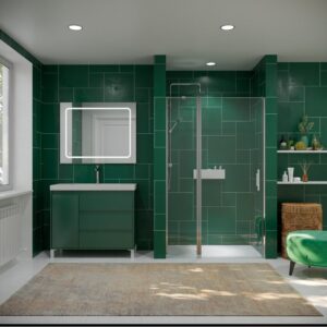 Mueble de baño con patas 3 cajones / 1 puerta CARMEN acabado VERDE OLIVO