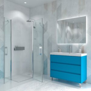 Mueble de baño con patas 3 cajones CARMEN acabado AZUL CLARO