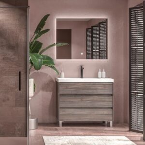 Mueble de baño con patas 3 cajones CARMEN acabado OLMO WABI