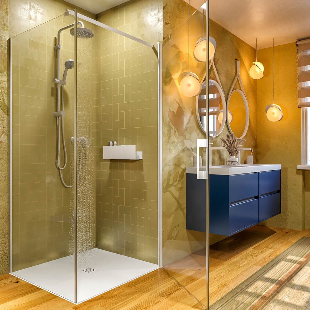 Mueble de baño suspendido 120 cm 4 cajones CARMEN con lavabo doble 2 senos resina acabado AZUL COBALTO - Imagen 5