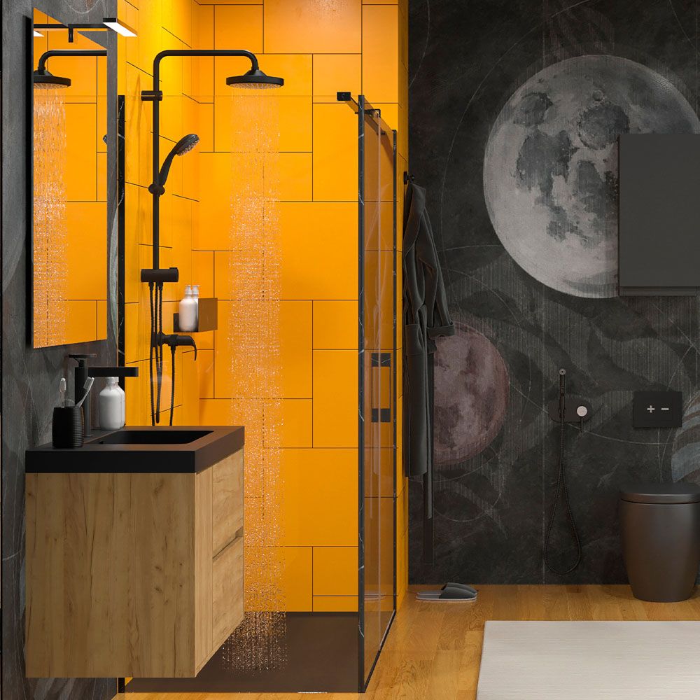 Mueble de baño suspendido 2 cajones / 1 puerta CARMEN con lavabo resina acabado ROBLE CLARO - Imagen 5