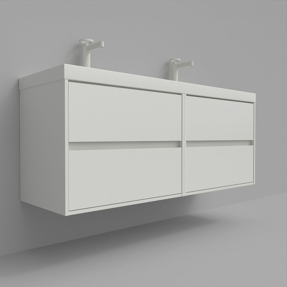 Mueble de baño suspendido 120 cm 4 cajones CARMEN con lavabo doble 2 senos resina acabado AZUL COBALTO - Imagen 8