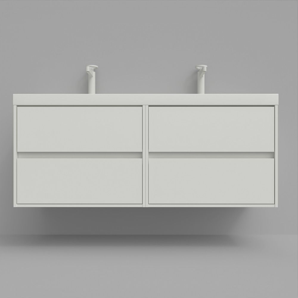 Mueble de baño suspendido 120 cm 4 cajones CARMEN con lavabo doble 2 senos resina acabado AZUL COBALTO - Imagen 10