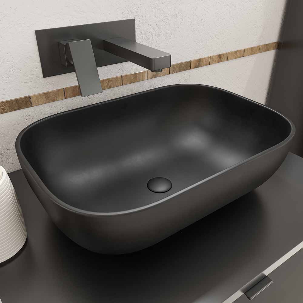 Mueble de baño VICENT con patas 4 cajones encimera Solid Surface con lavabo SATET - Imagen 5
