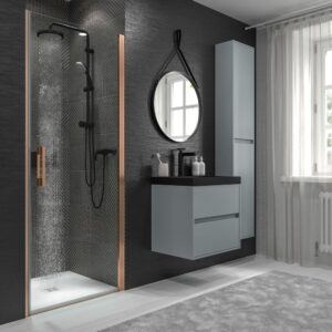 Mueble de baño suspendido 2 cajones CARMEN con lavabo resina acabado GRIS CEMENTO