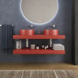 Encimera con faldón suspendida  120 cm  Solid Surface BOLETE  Naranja Blod