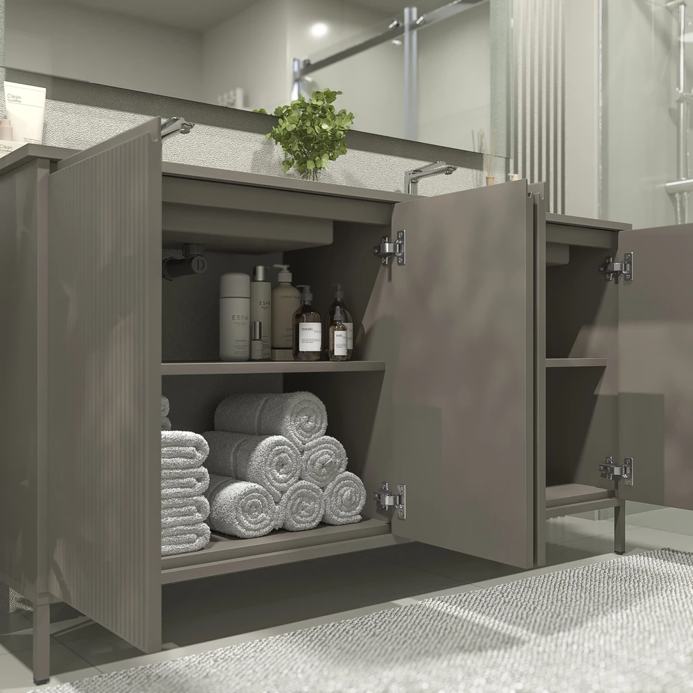 Mueble de baño BLANCA con patas 4 puertas gris cuarzo - Imagen 5