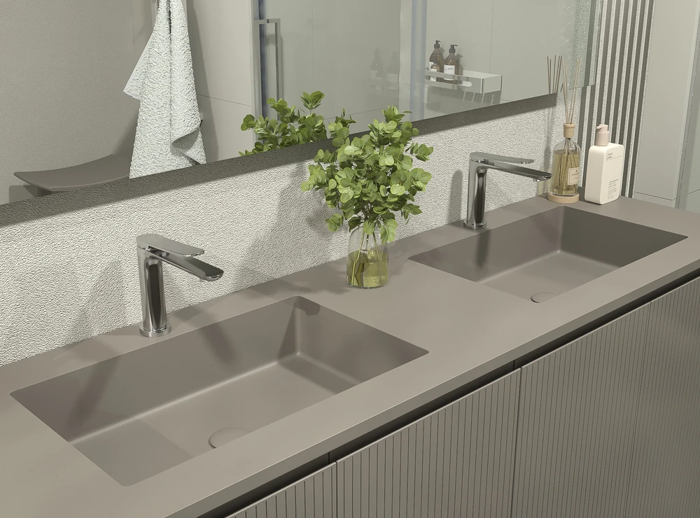 Mueble de baño BLANCA con patas 4 puertas gris cuarzo - Imagen 2