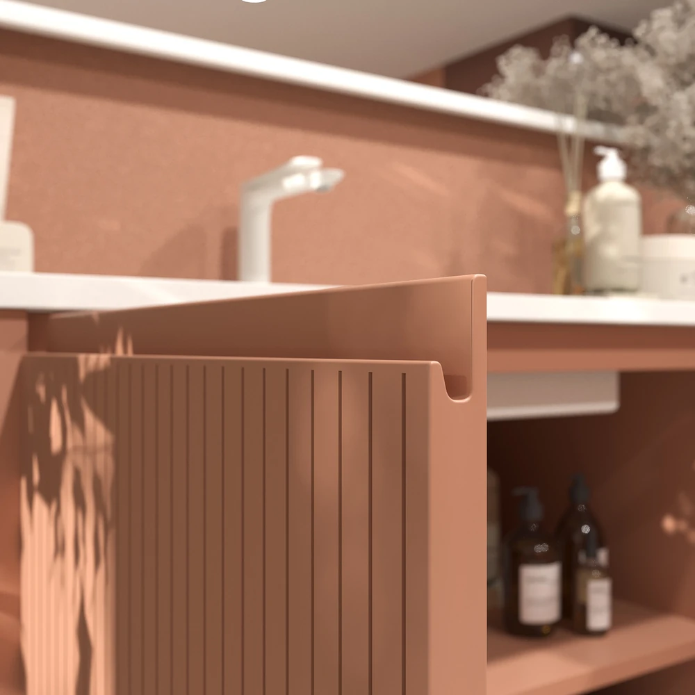 Mueble de baño BLANCA con patas 5 puertas rojo beige - Imagen 3