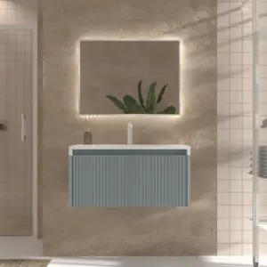 Mueble de baño BINARIO suspendido 1 cajón acabado  GRIS PLATA