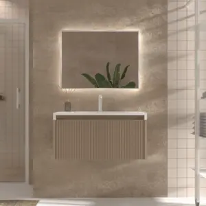 Mueble de baño BINARIO suspendido 1 cajón acabado MOKA