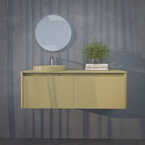 Mueble de baño FUSE suspendido 2 cajones AMARILLO OLIVA