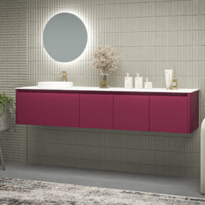 Mueble de baño FUSE suspendido 3 cajones   BURDEOS