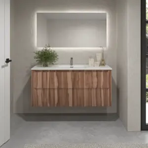 Mueble de baño suspendido 2 cajones TOSCANA  con lavabo porcelana acabado  millerigue OLIVO