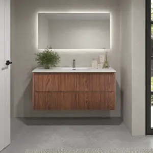 Mueble de baño suspendido 2 cajones TOSCANA  con lavabo porcelana acabado  millerigue  ABEDUL