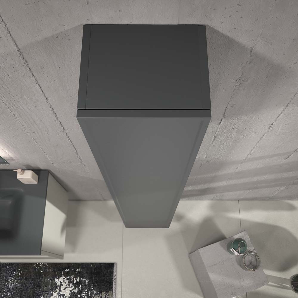 Mueble de baño suspendido 2 cajones BUDGET con lavabo Solid Surface GRIS SEDA - Imagen 7