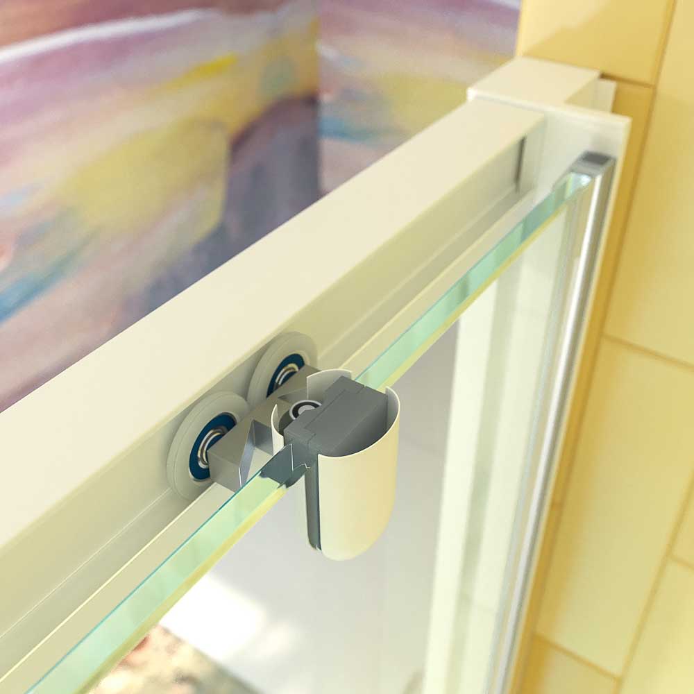 Mampara de bañera FLARE frontal 1 fijo - puerta corredera BLANCO MATE - Imagen 4