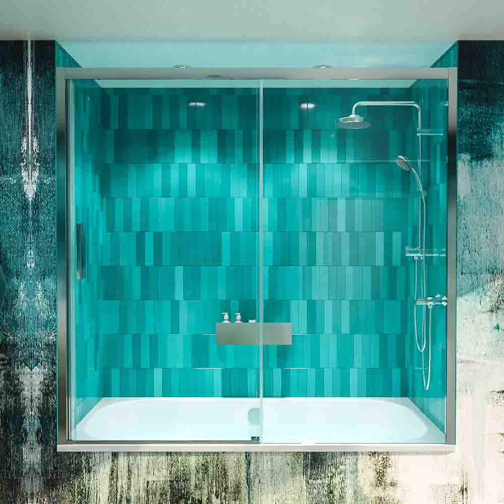 Mampara de bañera FLARE frontal 1 fijo - 1 puerta corredera CROMO BRILLO - Imagen 2