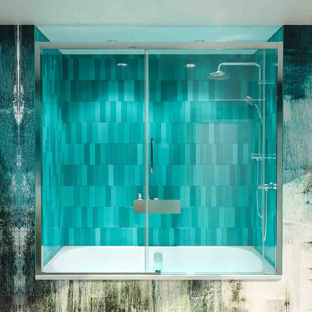 Mampara de bañera FLARE frontal 1 fijo - 1 puerta corredera CROMO BRILLO - Imagen 3